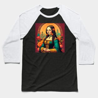 Colored Floral Monalisa Baseball T-Shirt